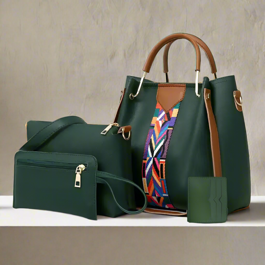 4 piece Handbag Green