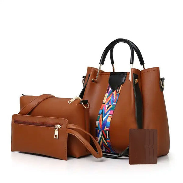 4 piece Handbag Brown