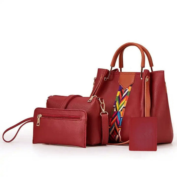 4 piece Handbag Maroon