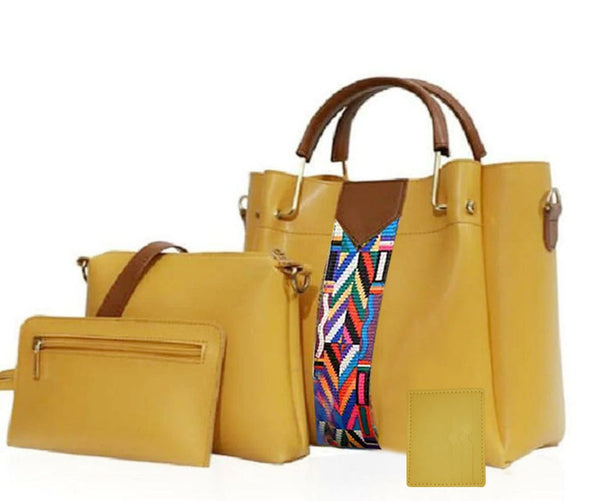 4 piece Handbag Yellow